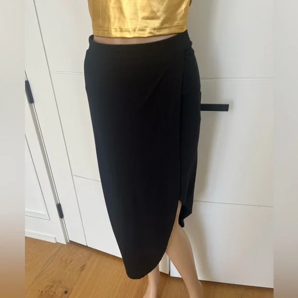 Classic Black Wrap Midi Skirt - Picture 2 of 4